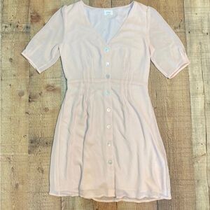 Wilfred Freya Dress Aritzia Size 4 Blush Pink Chiffon‎ Button-Down A-line EUC